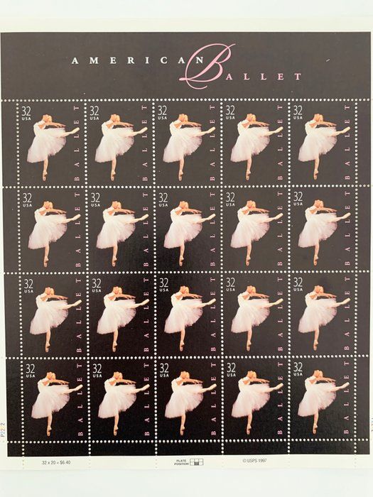 Lot 637: USPS American Ballet Sheet of Twenty 32 Cent Stamps Scott 3237