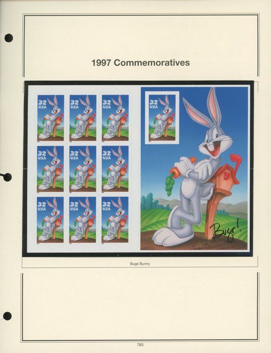 Lot 641: 1997 Commemorative Bugs Bunny Stamp Sheet