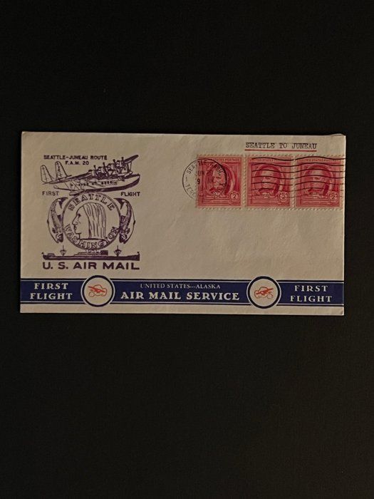Lot 642: 1940 Seattle WA to Juneau Alaska First Day Cover