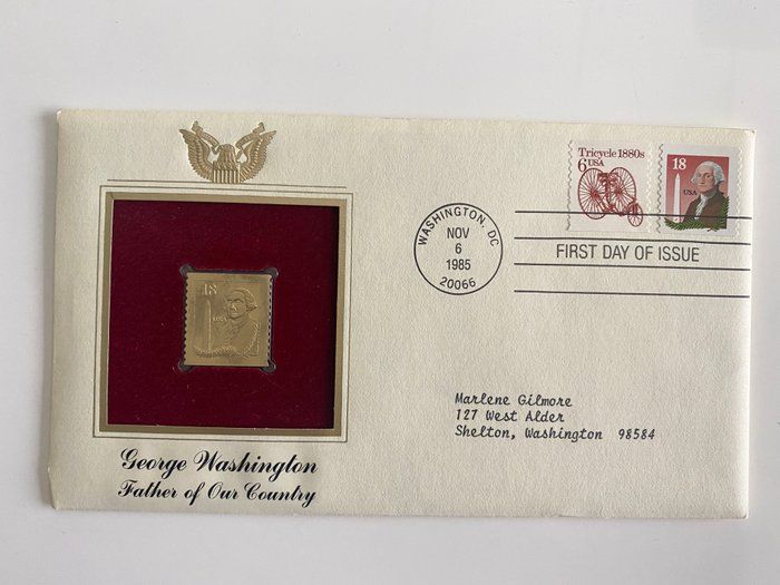 Lot 662: George Washington: Father of Our Country Gold Stamp Replica First Day Cover