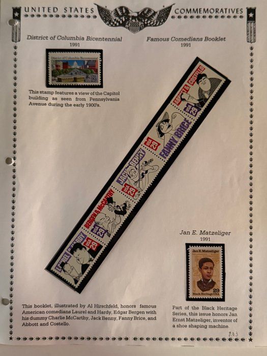 Lot 666: 1999 U.S. Commemorative Stamp Collection – Birds, Authors & Entertainers