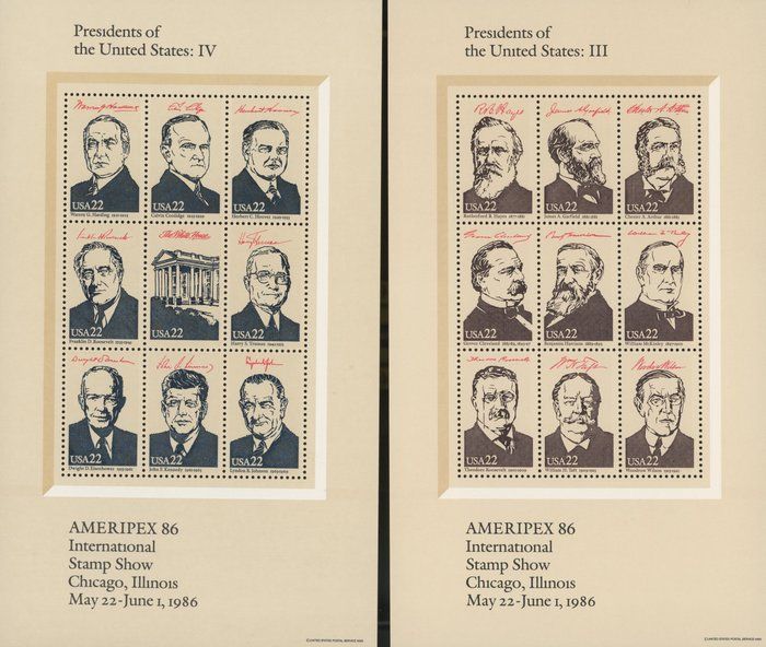 Lot 686: 1986 Ameripex '86 Presidents of the United States, sheet set