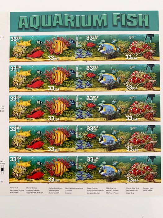 Lot 690: Aquarium Fish Collectible Sheet of 20 33 Cent Stamps