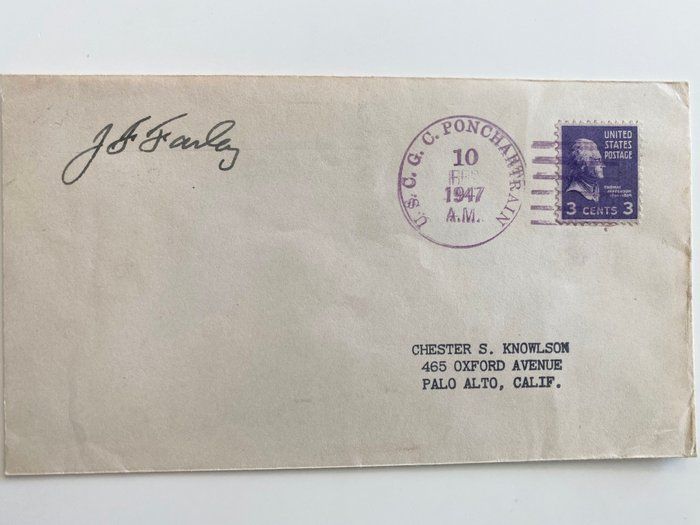 Lot 693: WWII Admiral J.F. Farley Signed Cover