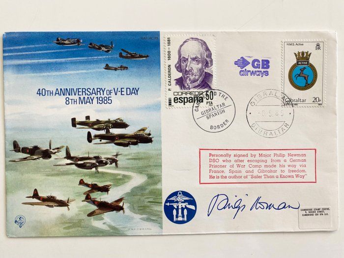 Lot 699: WWII 40th Anniversary of V-E Day Major Philip Newman Signed Commemorative Cover