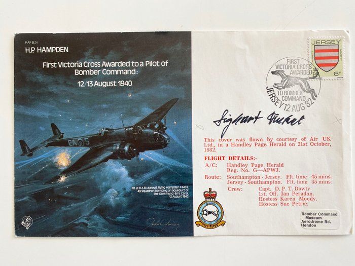 Lot 711: WWII First Victoria Cross Awarded to Bomber Command Commemorative Cover 1982