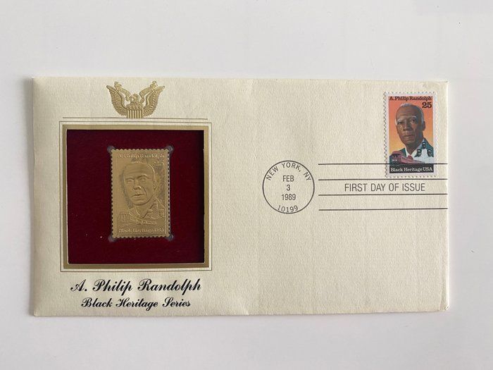Lot 712: A. Philip Randolph: Black Heritage Series Gold Stamp Replica First Day Cover