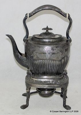 Antiques Brittania Metal Pewter Spitit Kettle. Height 33 cm