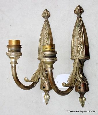 A Pair of 1920/30s Flaming Urn Wall Sconces. Complete but will require wiring by a skilled 