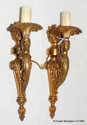 A Pair of Fine Detail Lamp Art Bronze Wall Lights. A Pair of Fine Detail MD Lamp Art Bronze Wall 