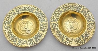 A Pair Heavy Brass Bowls with Imperial Eagle. A Pair Heavy Brass Bowls with Imperial Double Head 