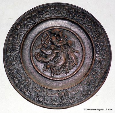 Ernst Rietschel Cast Iron Plaque Featuring Angels. Antique German Cast Iron Plaque Featuring 