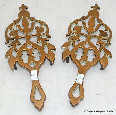 A Pair of Antique Cast Bronze Fireside Trivets. A Matched Pair of Antique Cast Bronze Fireside 