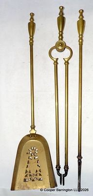 Victorian Matched Set Fireplace Companion Tools. Victorian Matched Set Sold Brass Fireplace 