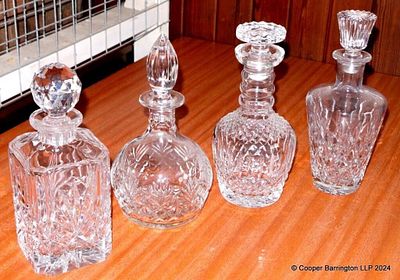 Four Vintage Cut Crystal Decanters/Stoppers. (4 Items). No damage.