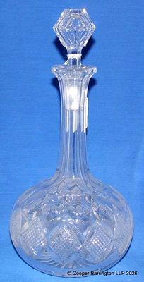 Vintage Lead Crystal Wine Decanter and Stopper with Obnail Cut Decoration. 20th Century. Height 