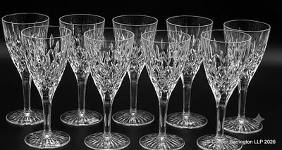Stuart Crystal TEWKESBURY Pattern Wine Glasses. Vintage Stuart Crystal Set of Nine TEWKESBURY 
