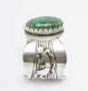 Sterling Silver Cuff Bracelet Navajo. DESCRIPTION: Floyd, Lloyd Becenti turquoise cuff measuring Image - 2
