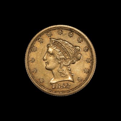 1852 $2.50 Dollar Gold Coin. DESCRIPTION: VF details coin showing some hairlines from past 
