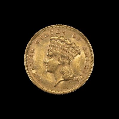 1878 $3 Indian Princess Gold Coin. DESCRIPTION: 1878 three dollar gold in approximately AU 