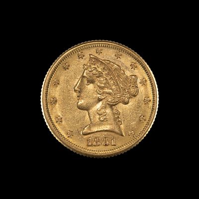 1881 $5 Gold Coin. DESCRIPTION: A nice Five Dollar Liberty coin in approximately XF condition. 