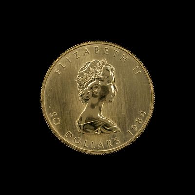 1984 Canada Fifty Dollar Gold Coin. DESCRIPTION: One troy ounce Canadian gold bullion coin in BU 
