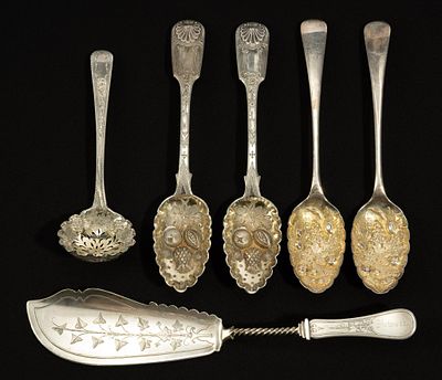Edward III Sterling Silver Serving Pieces. DESCRIPTION: One pair of John, Henry, and Charles 