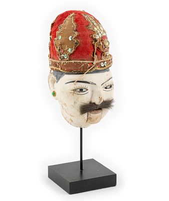 Vintage Burmese Puppet Head. DESCRIPTION: Carved and painted traditional Burmese theater puppet
