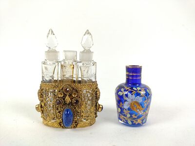 2 Antique Perfume Bottles. 2" to 3-1/4" high.