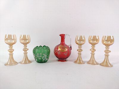 7 Pcs Moser Glass. 4" to 7" high.