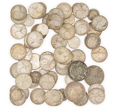 68 Canadian Silver Coins Half Dollars Quarters Dimes. Almost all are from the 80% silver content