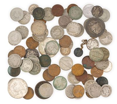 Mixed U.S. Coins Including Silver And Earlier Coins. A few world coins and tokens mixed in with