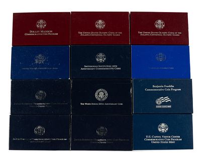 14 United States Mint Silver Commemorative Dollars. This group includes (12) sets of which two