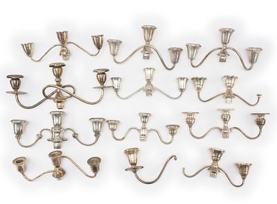 Sterling Silver Candelabra Section And Twelve Weighted Sterling Candelabra Sections. The weight