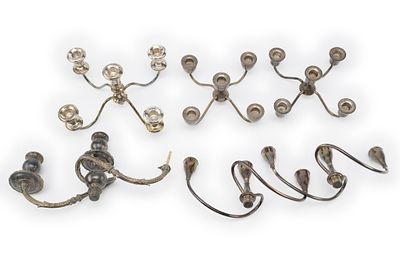Weighted Sterling Silver Candelabra Pieces. Total weight is 95.0 troy ounces which includes