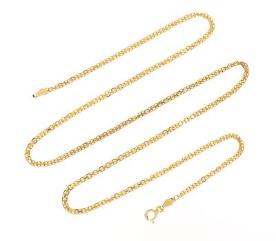 14K Gold Chain Necklace. A yellow gold necklace 16" length with an unusual variety of cable 