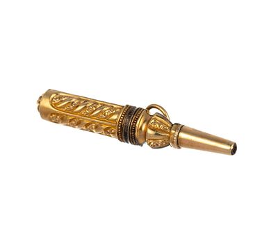 Antique 14K Gold Mechanical Pencil. The body tests 14k gold and the conical tip tests plated. 
