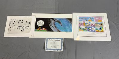 3 Signed Lithographs incl Charles Schulz. Includes "The Red Baron" 27/200 signed by Charles 