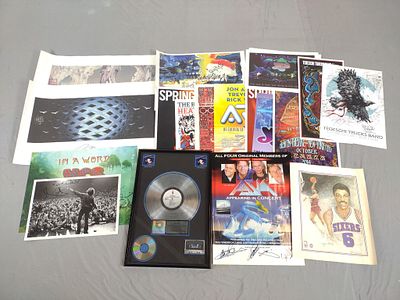 Grouping of Signed Posters and Framed Record. Framed record is to celebrate 2,000,000 sales of 