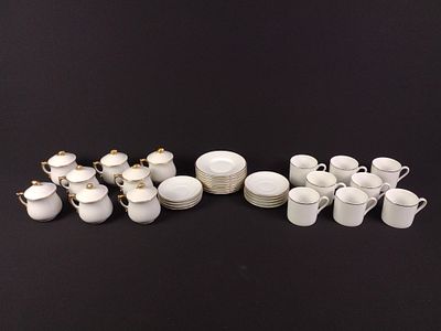 16 Pcs Tiffany and Co. Cups and Saucers and 17 Pcs JSC Cream Cups and Saucers. 16 pcs Tiffany 