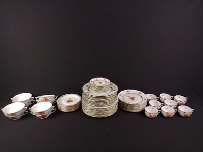 57 Pcs Herend Hungary "Chinese Bouquet Rust" Set. 57 pcs Herend Hungary "Chinese Bouquet Rust" 