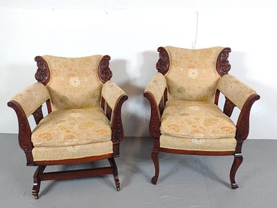 Pair Of Victorian Arm Chairs. NOT ELIGIBLE FOR IN-HOUSE SHIPPING - See Terms for Shipping 