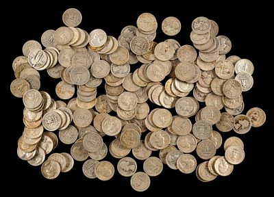 Two Hundred Silver Washington Quarters. Washington quarters from the 1930's, 1940's, 1950's 