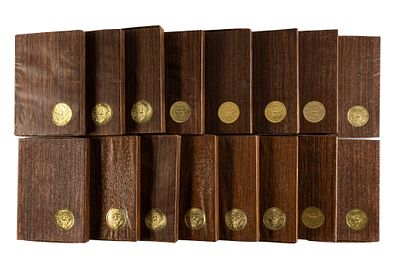 Sixteen Eisenhower Silver Proof Dollars. Sixteen Brown Eisenhower Proofs. The cardboard holders 