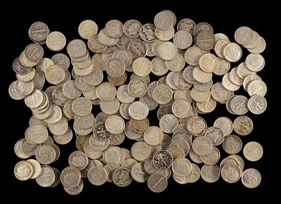 Two Hundred Silver Roosevelt and Mercury Dimes. Most are Roosevelt. All are silver.