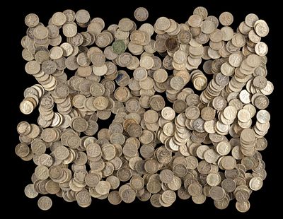 Four Hundred Eighteen Silver Roosevelt and Mercury Dimes. Most are Roosevelt. All are silver.