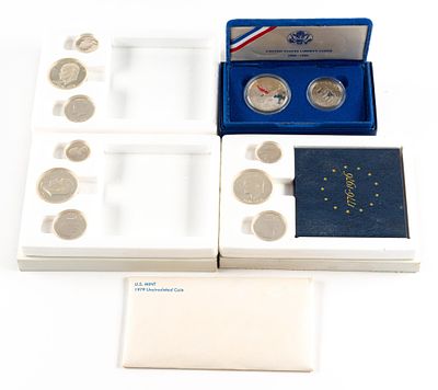 Three Bicentennial Silver Proof Sets and Silver Liberty Set. The three sets have all three 