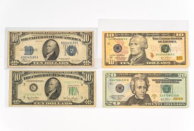 $10 And $20 Silver Certificate And Federal Reserve Notes. Series of 1934 C $10 Silver 