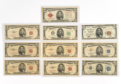 1929 National Currency Silver Certificates United States Notes. Philadelphia $5 National 