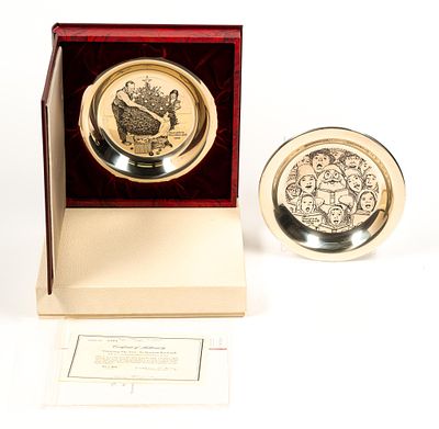 2 Limited Edition Normal Rockwell Sterling Silver Plates. Includes Norman Rockwell 1972 Carolers 